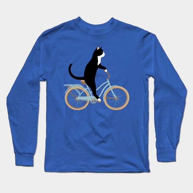 Cat on Bike Long Sleeve T-Shirt by sketchpets